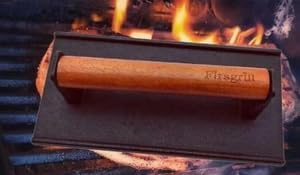 Firsgrill Burger Press 6.6" Round Heavy-Duty Cast Iron Smash Meat Steak with Wood Handle for Blackstone Weber Treager Griddle Grills (YPX) (Flate 6.5" Round & 4.3X8.3 Rectangle)