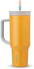 Owala Stainless Steel Triple Layer Insulated Travel Tumbler with Spill Resistant Lid, Straw, and Carry Handle, BPA Free, 40 oz, Orange (Tropical) (Pack of 6)