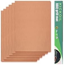 Grill Mats for Outdoor Grill Set of 6 BBQ Grill Mat Copper Grill Mat Heavy Duty Non Stick Grilling Sheet Reusable Easy to Clean-Electric Gas Charcoal Grill Outdoor Cooking Tools Accessories RV Camper