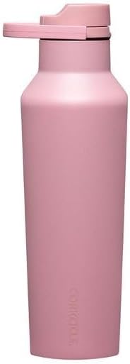 Corkcicle Sport Canteen - Keeps Drinks Cold 25 Hours - Stainless Steel Water Bottle - Triple-Insulated - Spill-Proof - Summer Drinkware Gift - Keeps Drinks Ice Cold - 20 oz - Desert Rose