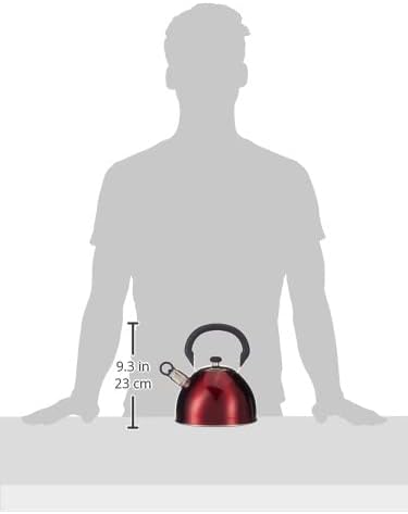 Mr. Coffee Morbern 1.8 Quart Stainless Steel Whistling Tea Kettle, Red