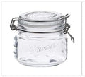 Mason Craft & More Airtight Kitchen Food Storage Clear Glass Clamp Jars, 16.9 Ounce (0.5 Liter) Short Mini Clamp Jar