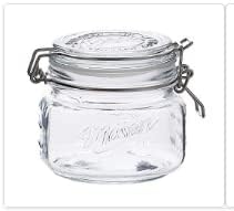Mason Craft & More Airtight Kitchen Food Storage Clear Glass Clamp Jars, 16.9 Ounce (0.5 Liter) Short Mini Clamp Jar
