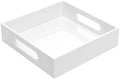 White Sturdy Acrylic Tray with Handles-8x8 Inch- Countertop Organizer Tray for Kitchen,Bathroom,Office- Storage Box for Cosmetics, Jewelry,Toiletries,Toy,Gadgets