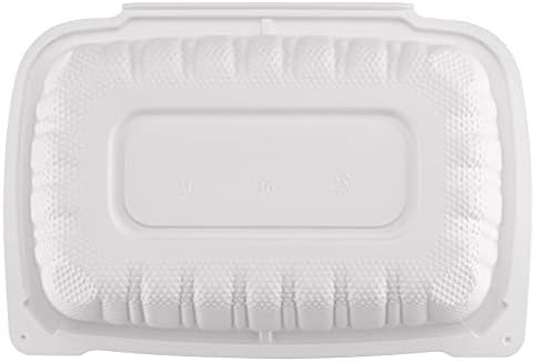 TIYA Clamshell Food Containers - White Bulk 200 Pack, 9x6 in - BPA-Free Plastic To-Go Containers - Microwavable, Hinged, Tall Clamshells Reusable Packing- Great for Meal Prep
