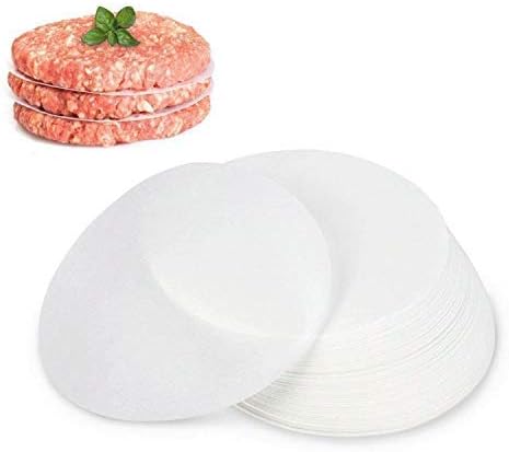 GWHOLE 500pcs Wax Paper Non-Stick Hamburger Patty Paper Food Grade BBQ Grill Waxed Stencil Sheet Restaurant-Grade Round Wax Paper, 4.3 inch