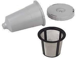 Reusable Coffee Holder and Filter Set, Grey 3 part with filter basket works with Keurig My K-Cup Home brewers by PureWater Filters