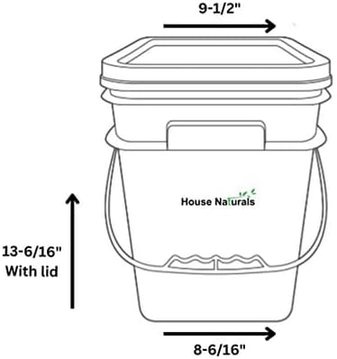 House Naturals 4 Gallon Square Food Grade Bucket Pail with Plastic Handles and Lid (Pack of 3) Made in USA containers (Magenta - Black lids)