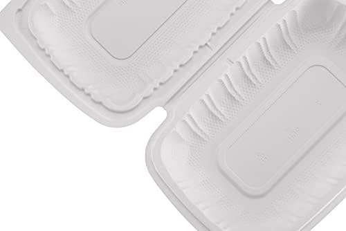 TIYA Clamshell Food Containers - White Bulk 200 Pack, 9x6 in - BPA-Free Plastic To-Go Containers - Reusable, Microwavable, Hinged, Tall Takeout Clamshells - Great for Meal Prep