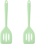 2Pack Small Silicone Turner High Heat Resistant Slotted Spatula for Fish, Eggs, Pancakes and More (8.2 IN, Light green)