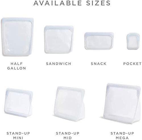 Stasher Premium Silicone Reusable Food Storage Sandwich Bag, Clear, Microwave, Sous Vide, Dishwasher, Oven and Freezer Safe, BPA Free, Leak-free, Eco-friendly, 28 Oz