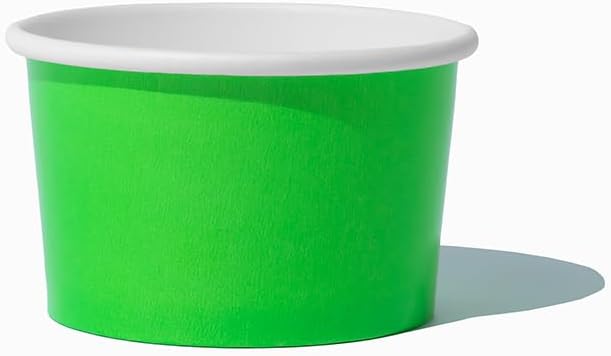 UNIQ 1000-Count 4 oz Paper Ice Cream Cups Green Color | Disposable Dessert Bowls for Ice Cream, Yogurt, Gelato | Frozen Dessert Supplies