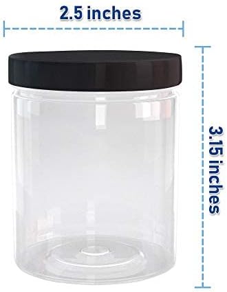 6 oz Plastic Jars with Lids (12 pack) - Clear Empty Containers for Body Lotions, Creams, Butters - Great for Storage and Organization of Crafts, Teas, and Spices