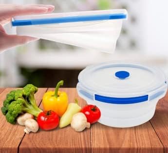 ECOBERI Collapsible Silicone Food Storage Containers, BPA Free, Microwave, Freezer and Dishwasher Safe, Lunch, Meal Prep, Travel, Space-Saving