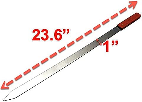 Premium Stainless Steel Barbecue Skewers BBQ Outdoor Grill Skewer stick with Solid Wood Handle for Grilling Shish Kebob Koubideh Persian Brazilian Kebab 1" wide and 24" long (12pcs)