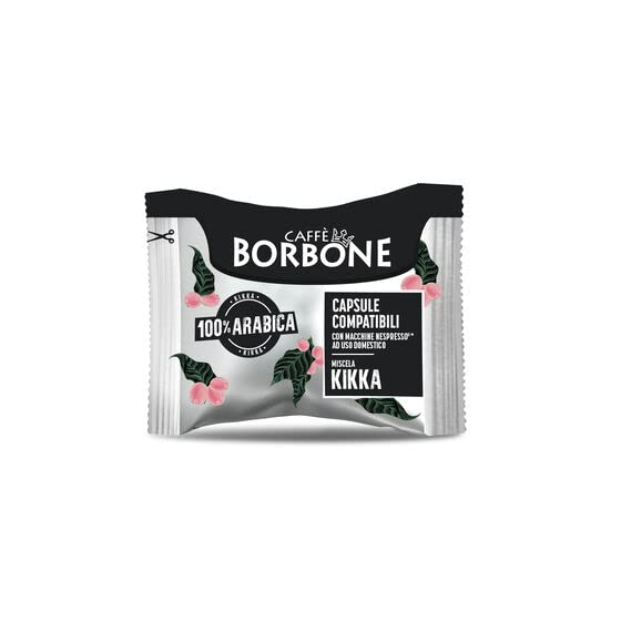 Caffè Borbone Nespresso Compatible Coffee Pods, Kikka 100% Arabica, Freshly Roasted and Packaged in Italy - 50 Individually Wrapped Coffee Pods - NOT Compatible with Vertuo