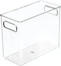 mDesign Tall Modern Stackable Plastic Storage Organizer Bin Basket with Handles for Bathroom Vanity Organization - Shelf, Cubby, Cabinet, or Closet Organizing Decor - Ligne Collection - 8 Pack - Clear