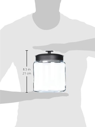 Anchor Hocking 96 Ounce Mini Montana Glass Jar with Lid (4 piece, black metal, dishwasher safe)