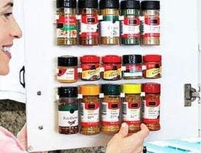 Spice Clip Grippers For Cabinet Doors - Organizer for Spices - Spice Rack Holds15 Spice Jars - Extemely Strong 3M Adhesive Gripper In White For Pantry 15 Ct
