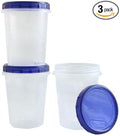 PH [32Oz - Blue - 3 Pk] Twist Top Food Storage Containers Leak-Proof, Airtight Soup Storage Canisters with Screw & Seal Lids BPA-Free, Stackable, Reusable Kitchen Essentials 32-Ounce