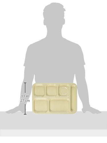 Carlisle FoodService Products Right Hand 6-Compartment Melamine Tray 14.5" x 10" - Tan (Pack of 12)