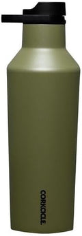 Corkcicle Sport Canteen - Keeps Drinks Cold 25 Hours - Stainless Steel Water Bottle - Triple-Insulated - Spill-Proof - Summer Drinkware Gift - Keeps Drinks Ice Cold - 20 oz - Olive