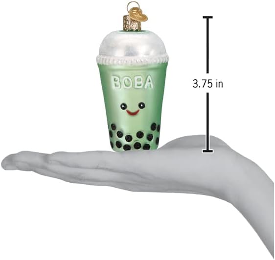 Old World Christmas Boba Tea Glass Blown Ornament for Christmas Tree, Handcrafted Holiday Decoration, Tea Collection