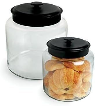 Anchor Hocking Montana 1.5 Gallon Glass Jar with Lid, Black Metal Lid
