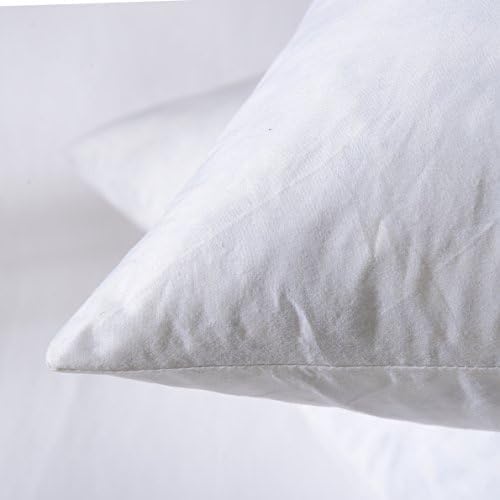 16x16 Decorative Throw Pillow Inserts-Down Feather Pillow Inserts-Square-Cotton Fabric-Set of 2-White.