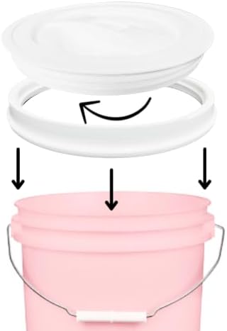 House Naturals 2 Gallon Pink Food Grade BPA Free Made in USA Bucket with Screw On White Lid - Pack of 3
