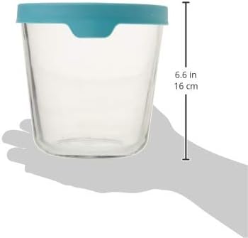 Anchor Hocking Trueseal Glass Food Storage Container with Airtight Lid, 7 Cup Tall, Mineral Blue