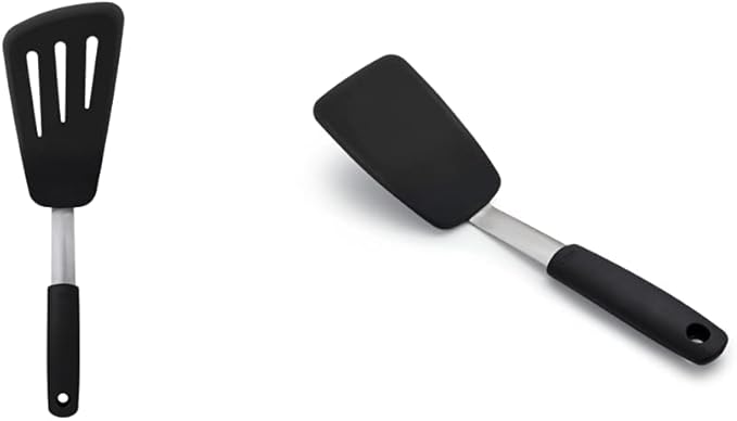 OXO Good Grips Small Silicone Flexible Turner Black & Good Grips Silicone Flexible Omelet Turner