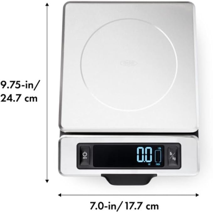 OXO Good Grips 11-Pound Stainless Steel Kitchen Scale with Pull-Out Display - Black