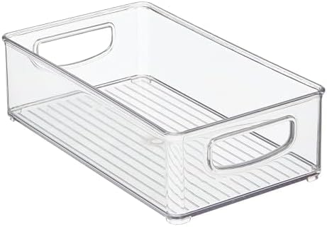 mDesign Small Plastic Bathroom Storage Container Bins with Handles for Organization in Closet, Cabinet, Vanity or Cupboard Shelf, Accessory Organizer - Ligne Collection - 8 Pack, Clear