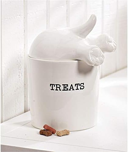 Mud Pie Dog Tail Treat Canister - Ceramic Dog Treat Jar