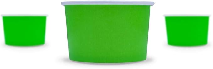 UNIQ 1000-Count 4 oz Paper Ice Cream Cups Green Color | Disposable Dessert Bowls for Ice Cream, Yogurt, Gelato | Frozen Dessert Supplies