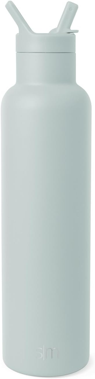 Simple Modern Water Bottle with Narrow Mouth Straw Lid Metal Thermos Vacuum Insulated Stainless Steel l Reusable Leak Proof BPA-Free Flask | Ascent Collection | 24oz, Sea Glass Sage