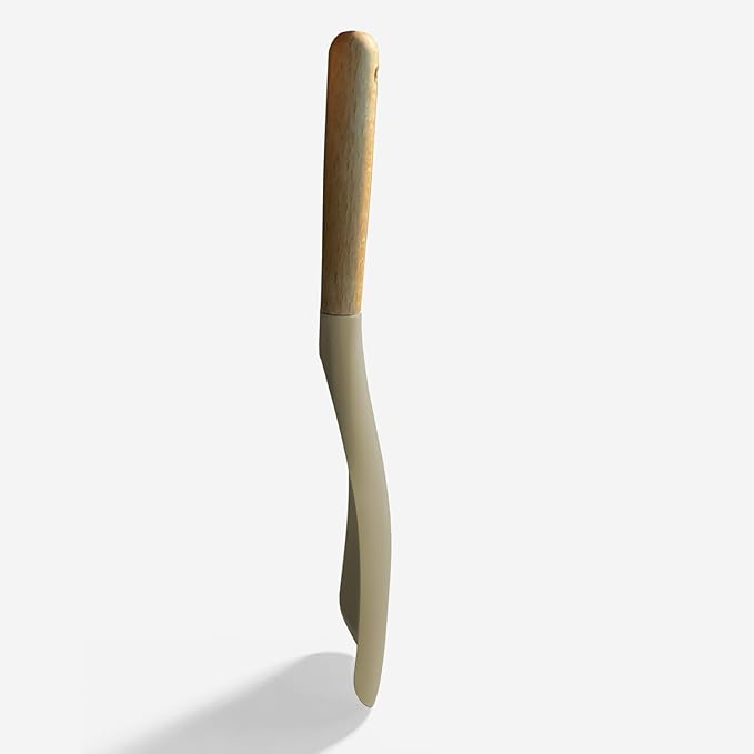 VOVOLY Cooking Spoon for Nonstick Cookingwares, Silicone Spoon Spoon for Mixing, Scoop, and Scrape, 11.4" -2 pack, Khaki
