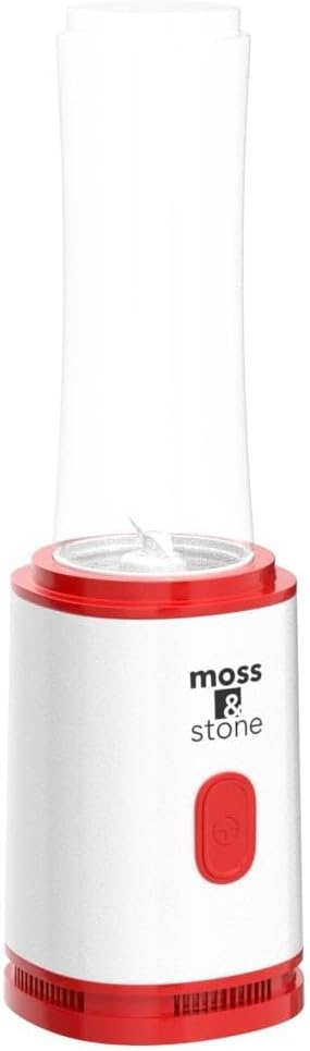 Moss & Stone Single Serve Blender, White & Red, 20 oz
