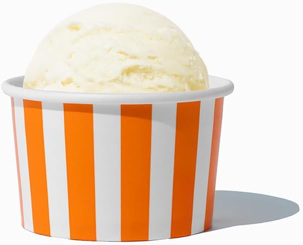 UNIQ 1000-Count 4 oz Striped Paper Ice Cream Cups Orange Color | Disposable Food & Dessert Bowls Perfect for Halloween, Parties and Holidays | Frozen Dessert Supplies