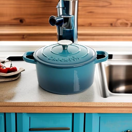 Crock-Pot Artisan Round Enameled Cast Iron Dutch Oven, 3-Quart, Teal Ombre