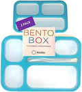 Bento-Box Lunch Box & Portion Control Snack Container Set, Leakproof Lunch-Boxes, Containers for School Meal Prep, Kids Boys Girls Adults, BPA Free, Utensils, Blue Large and MINI 2 pack