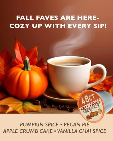 Fresh Roasted Coffee, Fall Faves Variety Pack, K-Cup Compatible, 48 Count