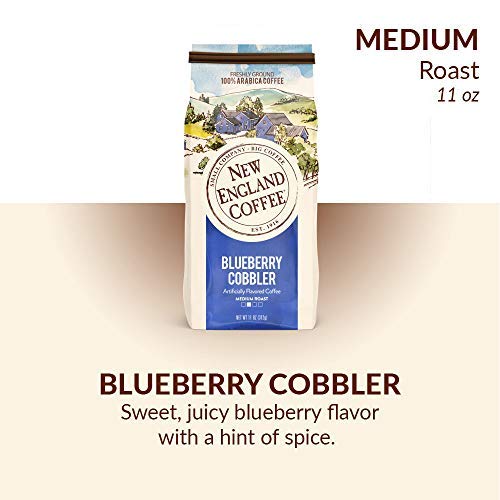 New England Coffee Blueberry Cobbler Medium Roast Ground Coffee, 11oz Bag (Pack of 1)