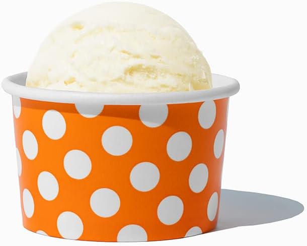 UNIQ 1000-Count 4 oz Paper Ice Cream Cups Orange Color | Disposable Dessert Bowls for Halloween, Weddings & Parties | Frozen Dessert Supplies