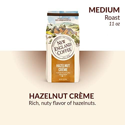 New England Coffee Hazelnut Crème Medium Roast Ground Coffee, 11oz Bag (Pack of 3)