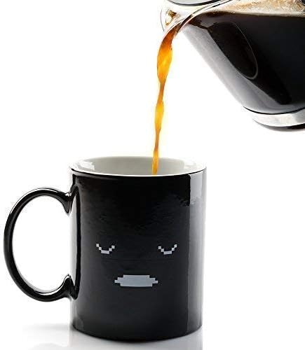 InGwest Color Changing Coffee Mug – 11oz Ceramic Heat Sensitive Cup with Funny Smile – Great for Morning Coffee or Gift