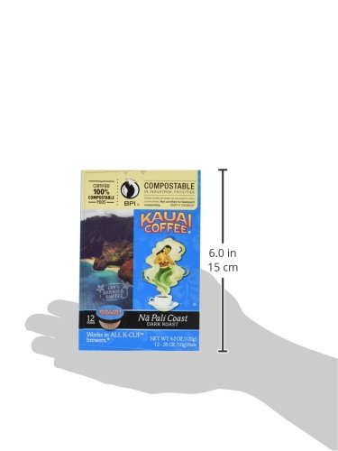 Kauai Coffee Pods Compatible with K-Cup Pods for Keurig Brewers – 20% Hawaiian Arabica – Dark Roast, Rich, Smooth, No Bitterness – Na Pali Coast, 6 Packs of 12 Single Serve Cups