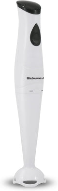 Elite Gourmet EHB-2425X Electric Immersion Hand Blender Stick, Mixer, Chopper, 1-Touch Control Multi Purpose, 150 Watts, For Soups, Sauces, Baby Food, White