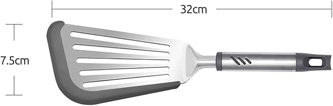 Fish Spatula for Nonstick Cookware, Stainless Steel Slotted Spatula with Silicone Edge, Flexible Metal Turner for Cooking, Flipping, Frying, 12.6" Egg Flipper Utensils, Heat Resistant Handle